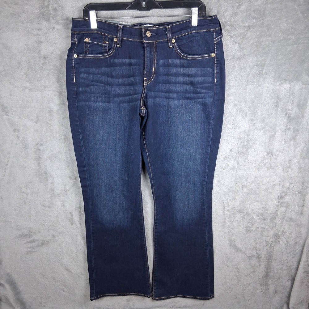 New Levi Strauss Curvy Bootcut Jeans Womens 14 Dark Wash Super Stretchy Denim